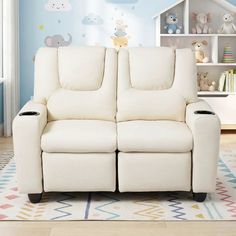 2-Seater Kids Recliner Double Toddler Sofa Chair with 2 Cup Holders by DirectDeals