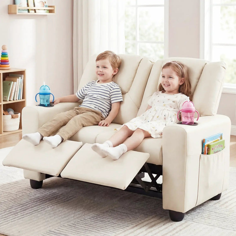 2-Seater Kids Recliner Double Toddler Sofa Chair with 2 Cup Holders by DirectDeals