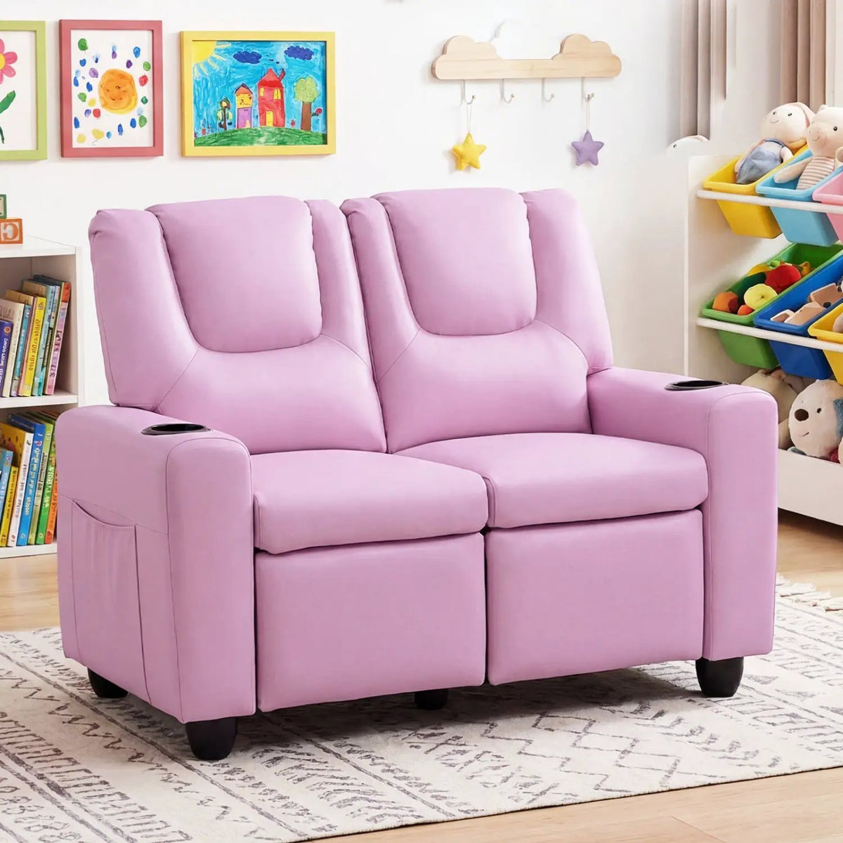 2-Seater Kids Recliner Double Toddler Sofa Chair with 2 Cup Holders by DirectDeals