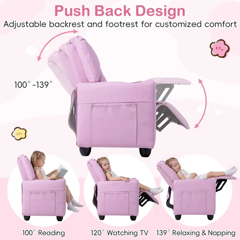2-Seater Kids Recliner Double Toddler Sofa Chair with 2 Cup Holders by DirectDeals