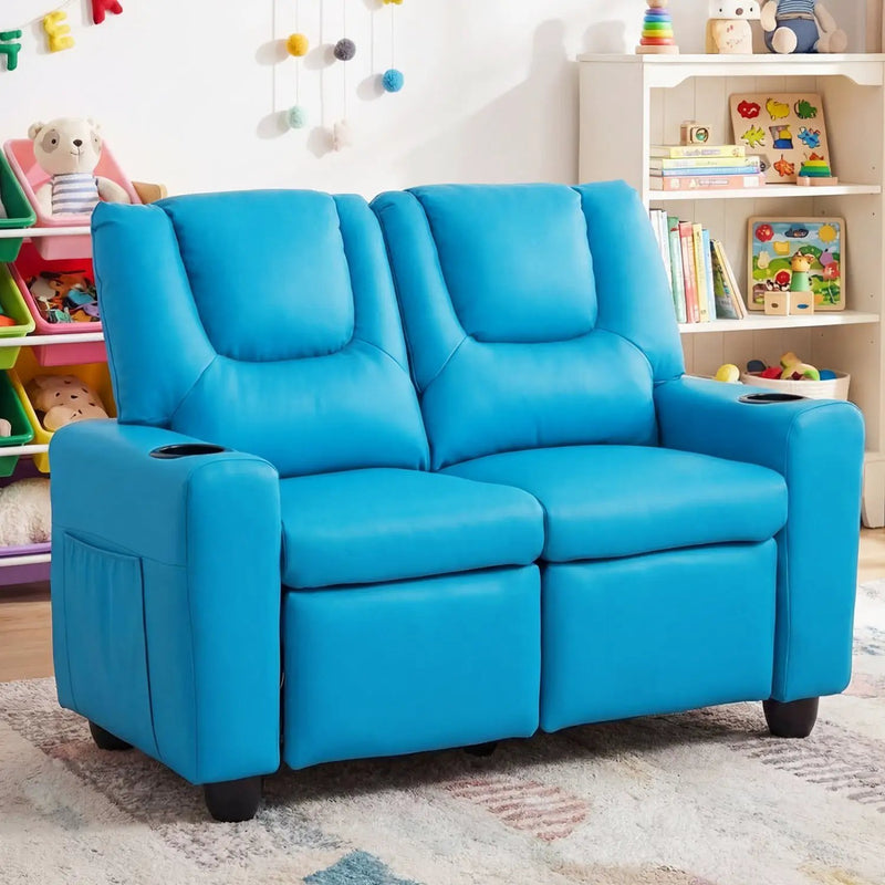 2-Seater Kids Recliner Double Toddler Sofa Chair with 2 Cup Holders by DirectDeals