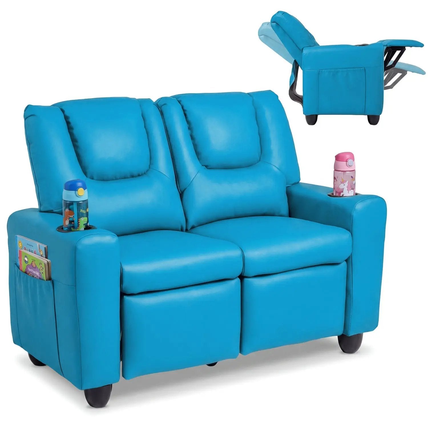 2-Seater Kids Recliner Double Toddler Sofa Chair with 2 Cup Holders by DirectDeals