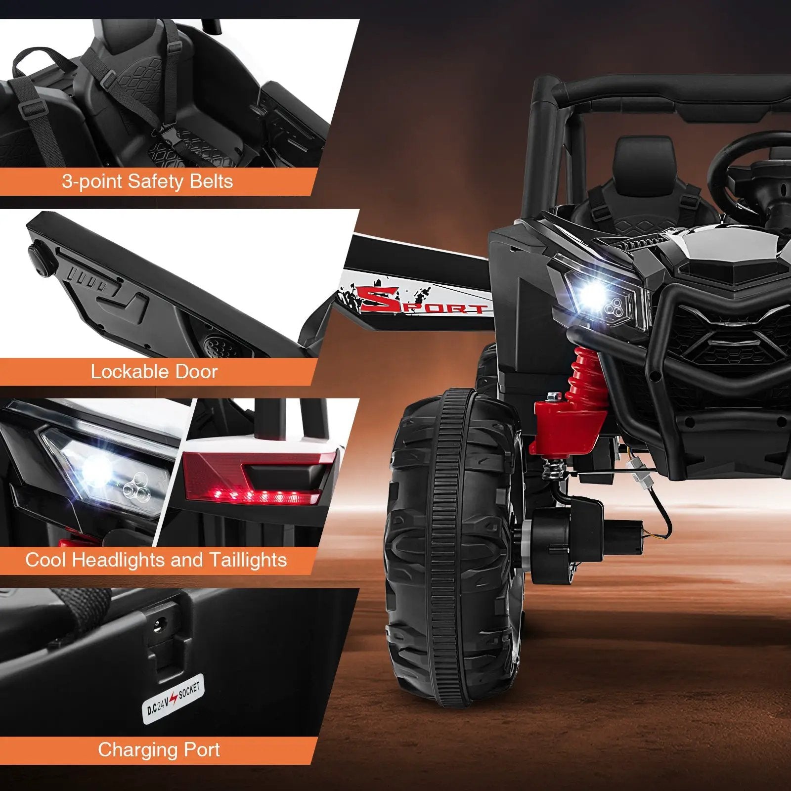 2-Seater Kids Ride on UTV with 2.4G Remote Control for over 3 Years Old Children by DirectDeals