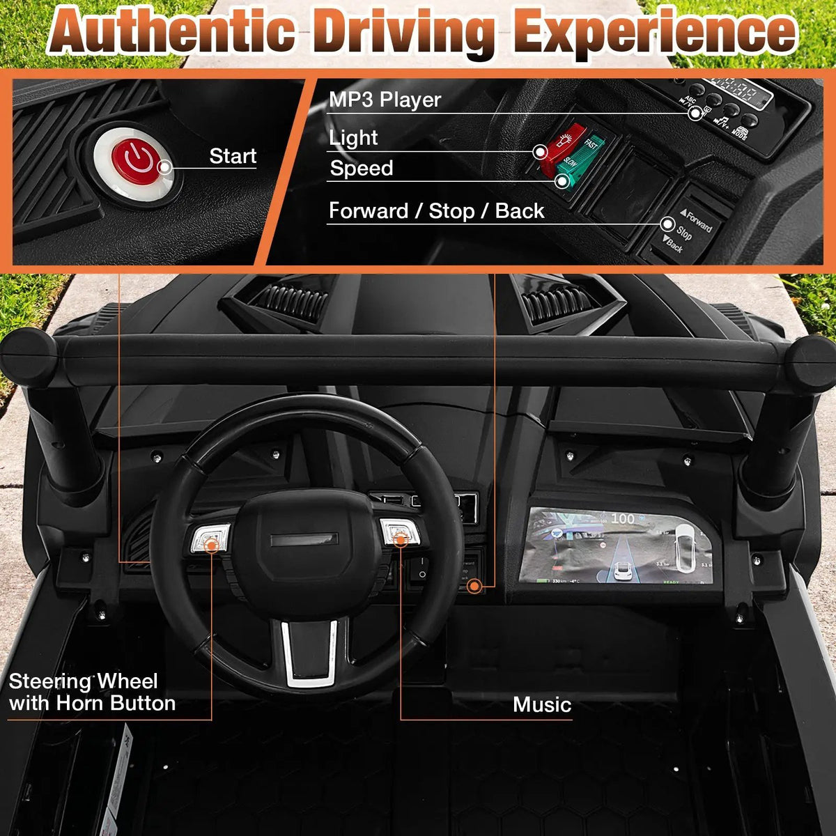 2-Seater Kids Ride on UTV with 2.4G Remote Control for over 3 Years Old Children by DirectDeals