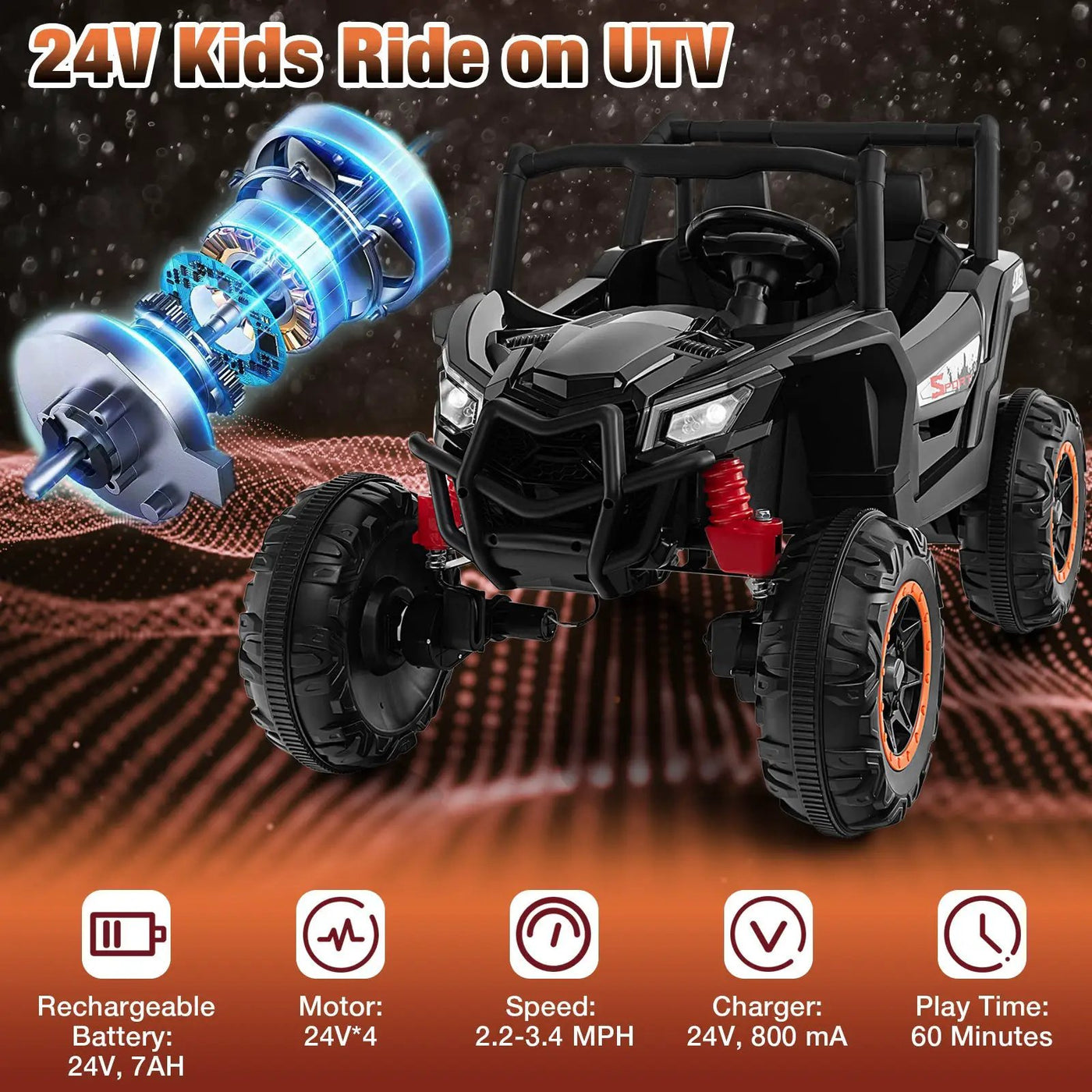 2-Seater Kids Ride on UTV with 2.4G Remote Control for over 3 Years Old Children by DirectDeals