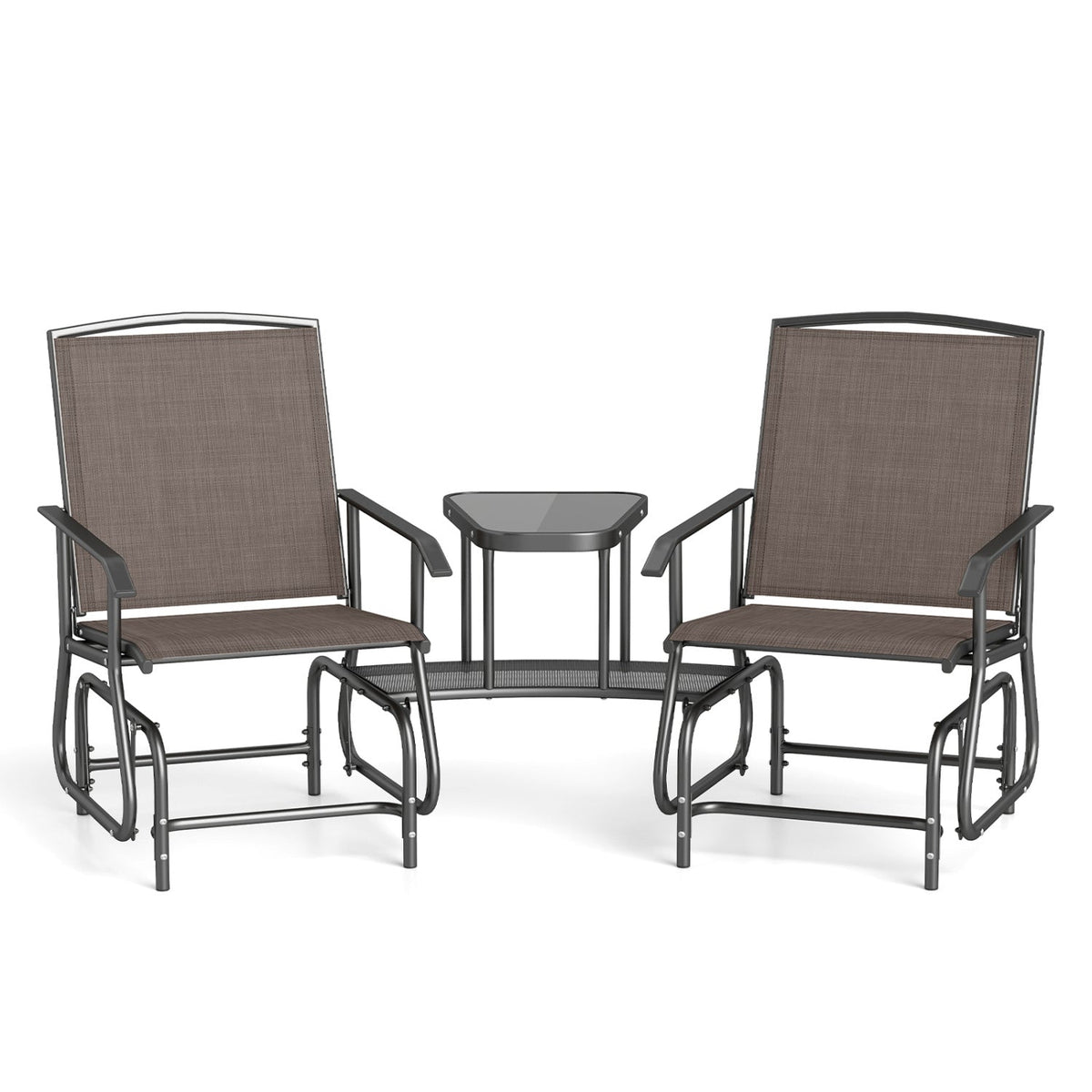 2-Seater Outdoor Glider Bench with Center Table by DirectDeals