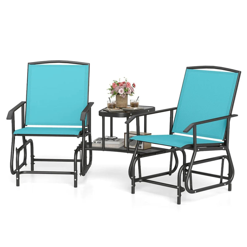 2-Seater Outdoor Glider Bench with Center Table by DirectDeals