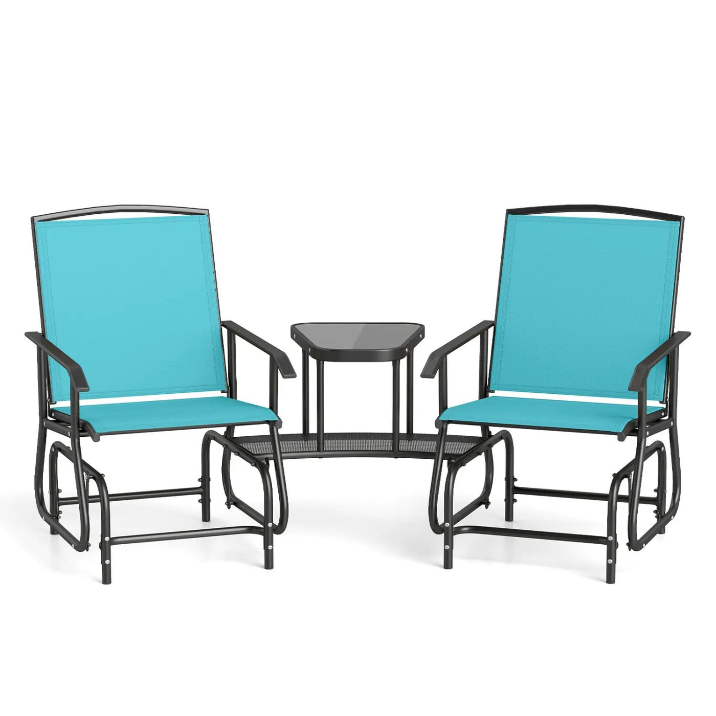2-Seater Outdoor Glider Bench with Center Table by DirectDeals