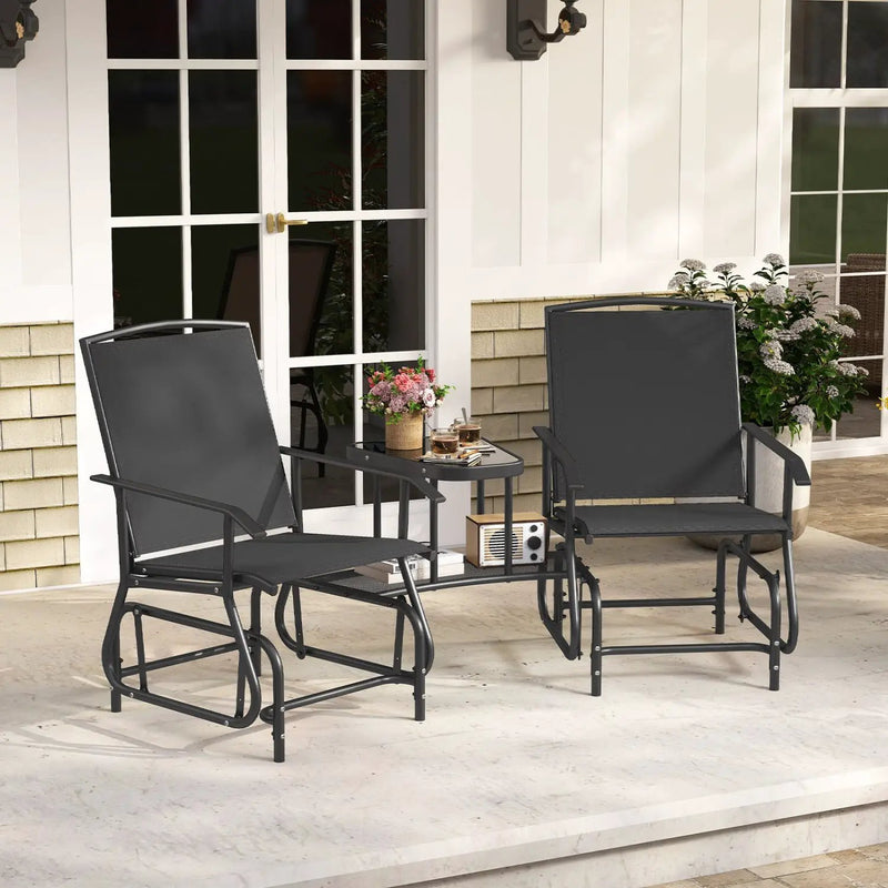 2-Seater Outdoor Glider Bench with Center Table by DirectDeals