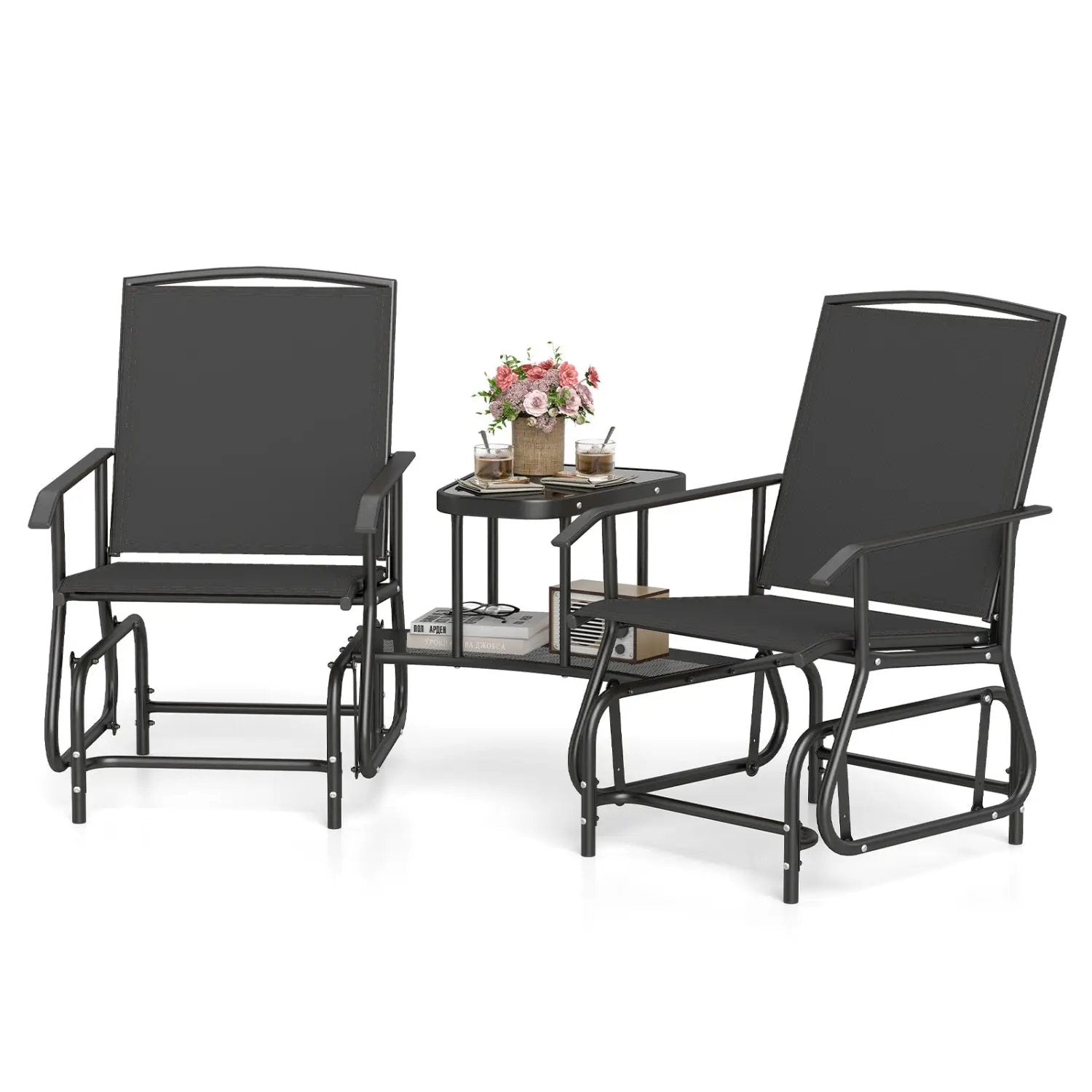 2-Seater Outdoor Glider Bench with Center Table by DirectDeals