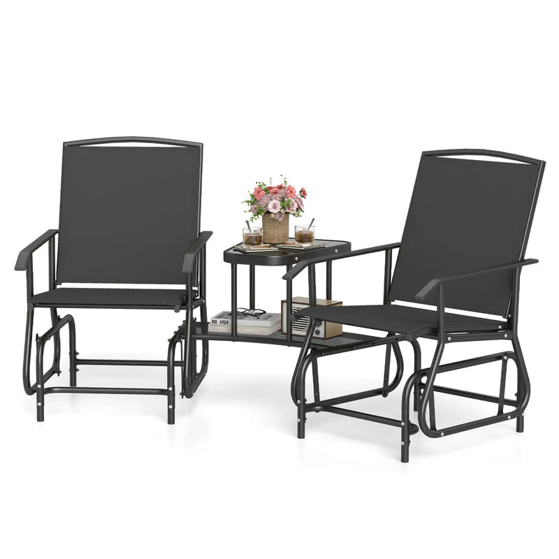 2-Seater Outdoor Glider Bench with Center Table by DirectDeals