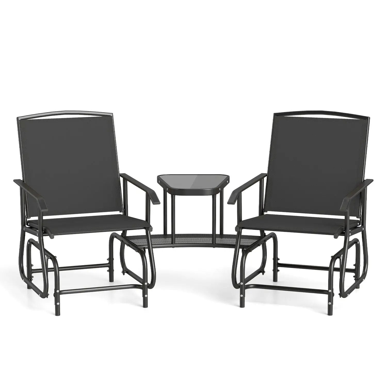 2-Seater Outdoor Glider Bench with Center Table by DirectDeals