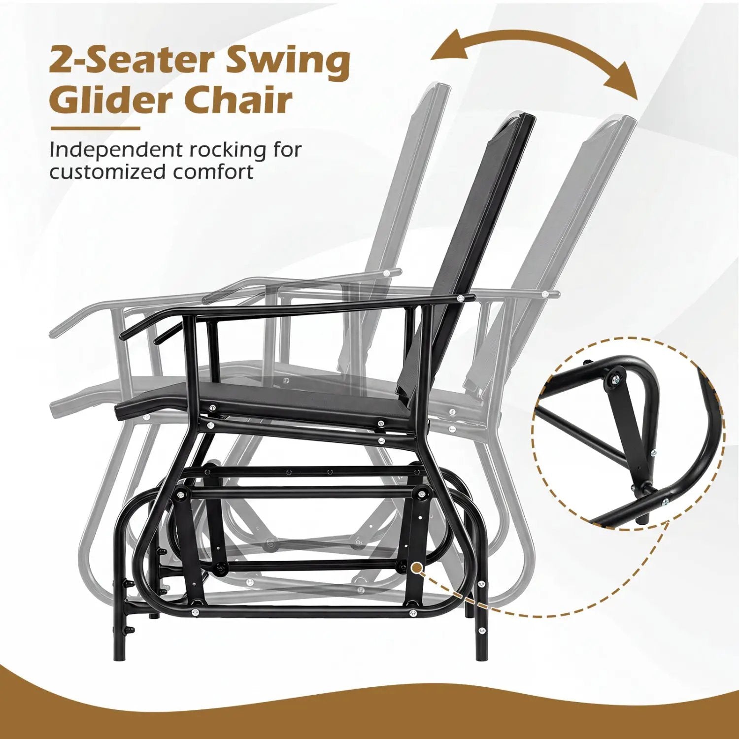 2-Seater Outdoor Glider Bench with Center Table by DirectDeals