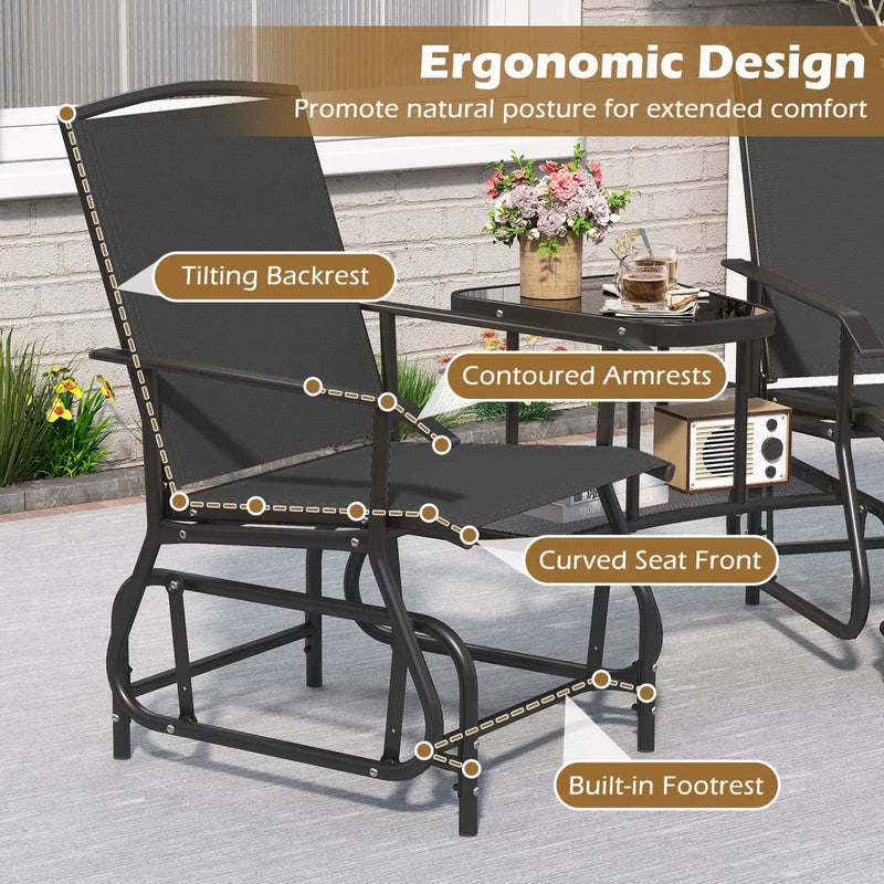 2-Seater Outdoor Glider Bench with Center Table by DirectDeals
