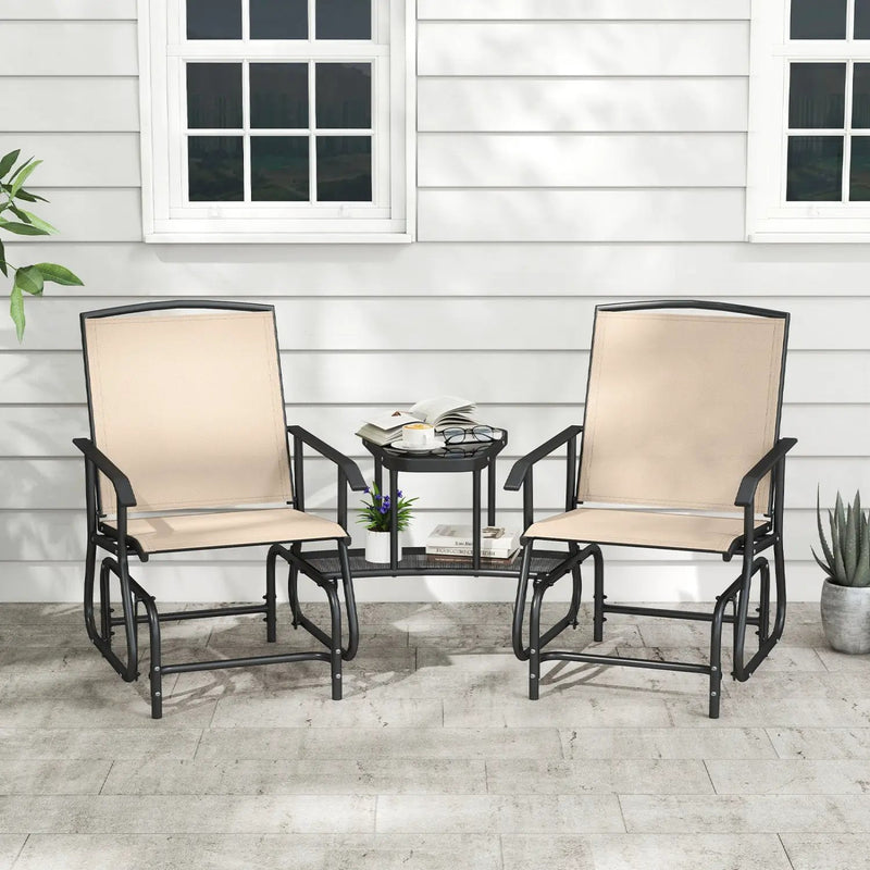 2-Seater Outdoor Glider Bench with Center Table by DirectDeals