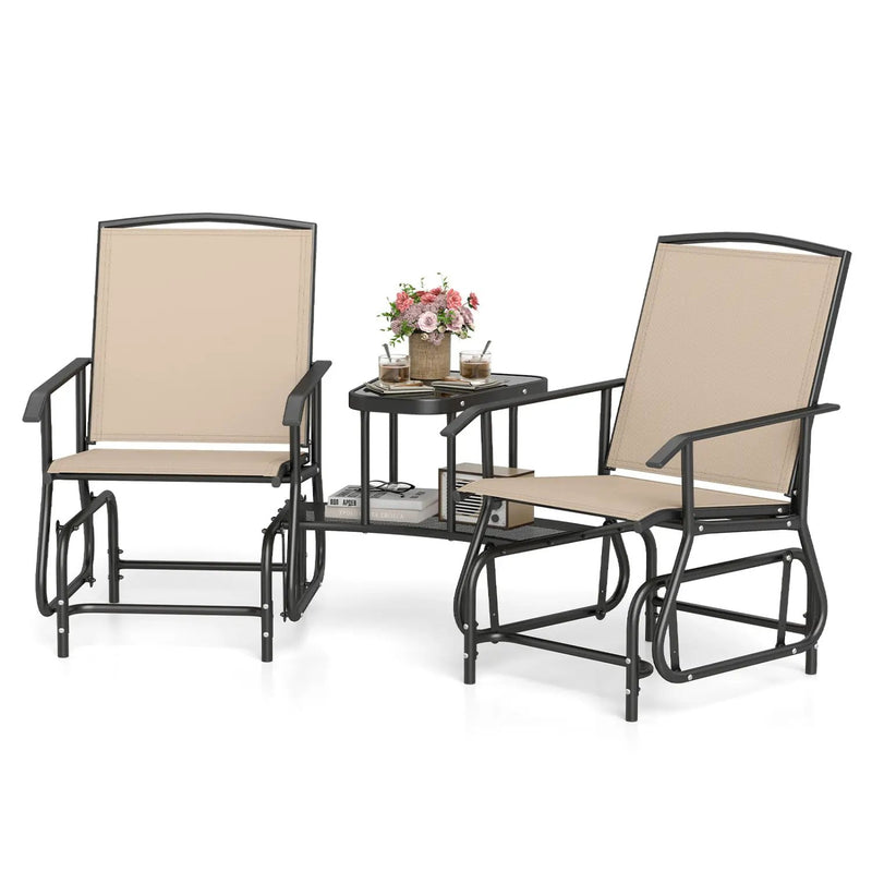 2-Seater Outdoor Glider Bench with Center Table by DirectDeals