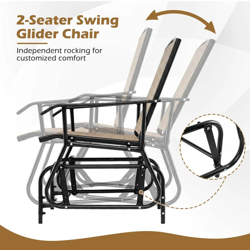 2-Seater Outdoor Glider Bench with Center Table by DirectDeals