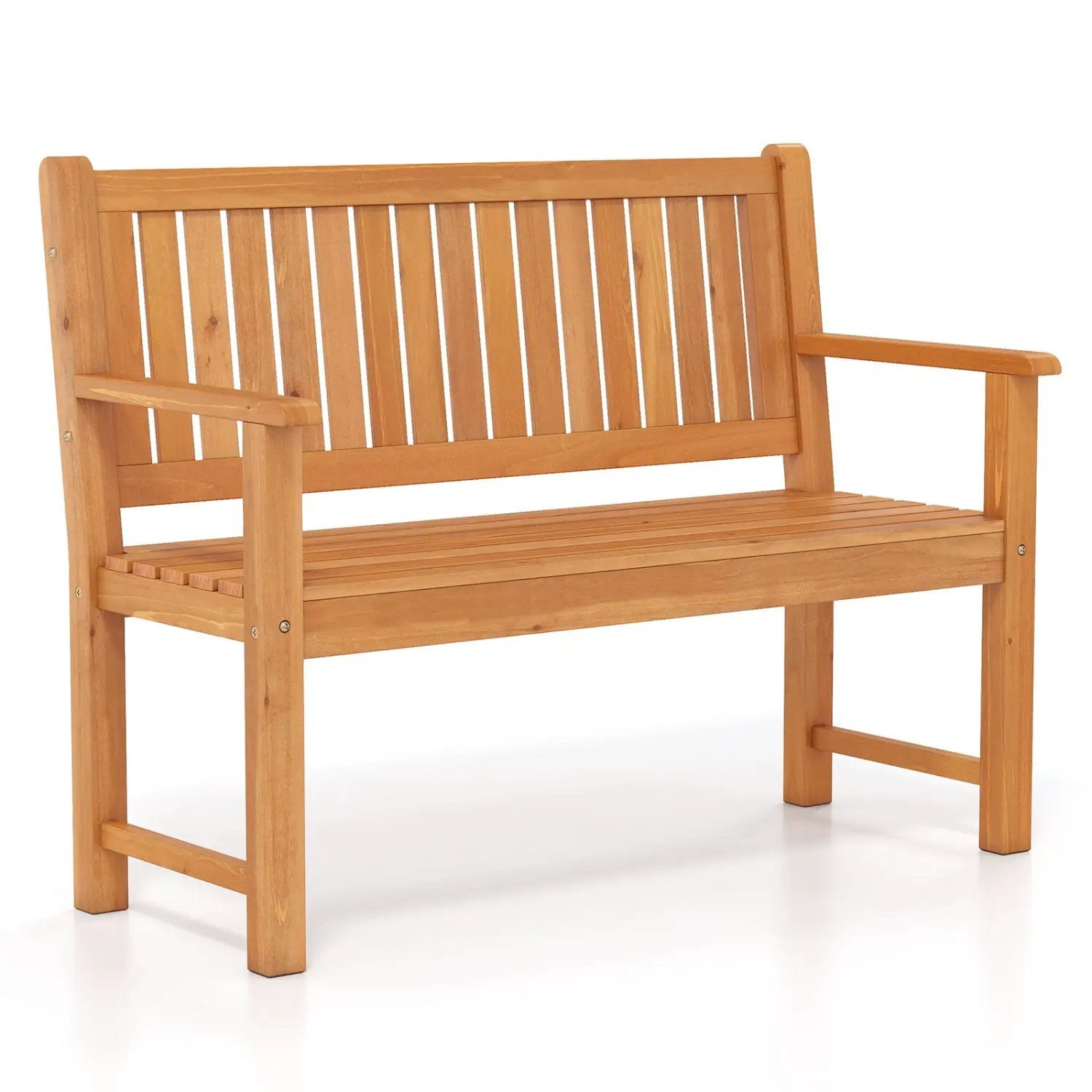 2-Seater Wooden Outdoor Bench with Backrest and Armrests by DirectDeals