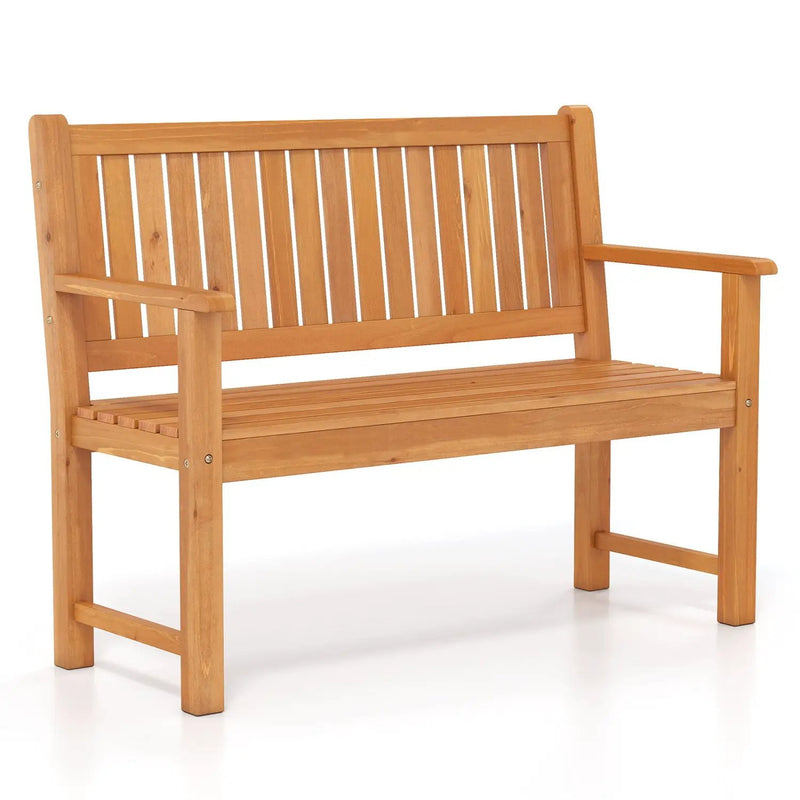 2-Seater Wooden Outdoor Bench with Backrest and Armrests by DirectDeals