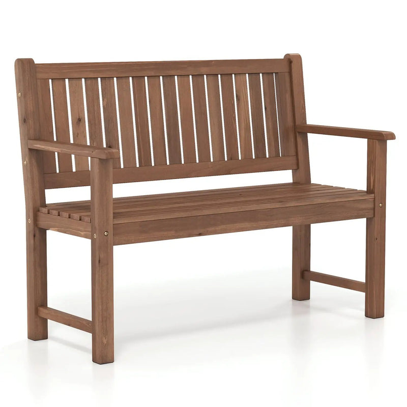 2-Seater Wooden Outdoor Bench with Backrest and Armrests by DirectDeals