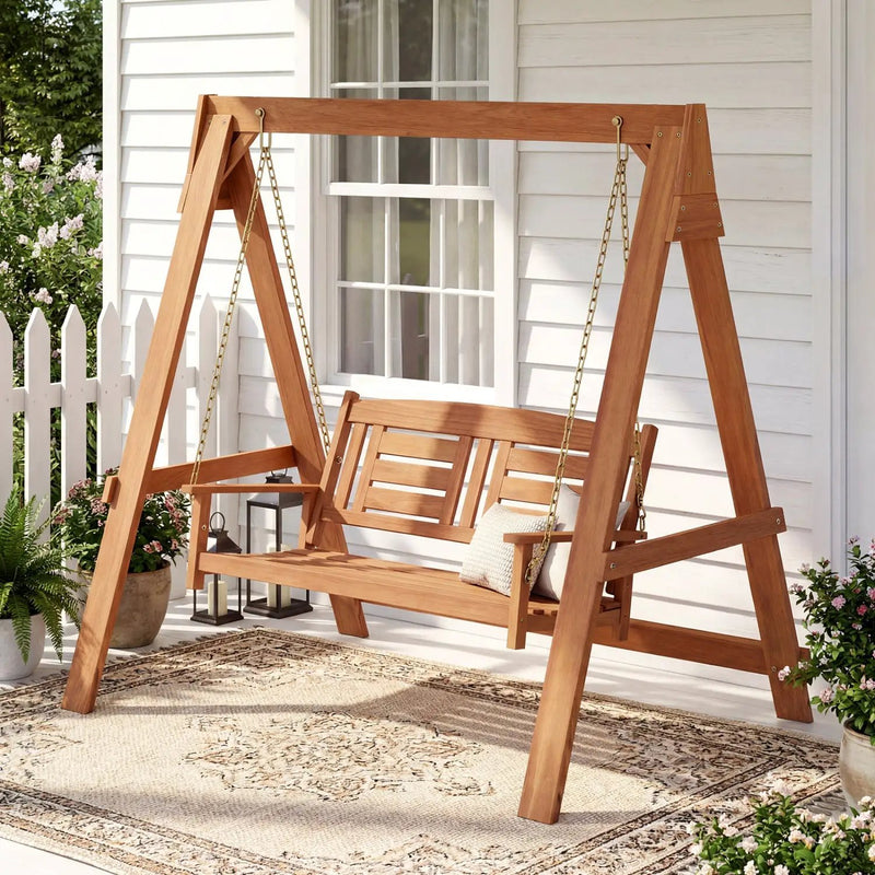 2-Seater Porch Swing with Stand and Adjustable Chains by DirectDeals