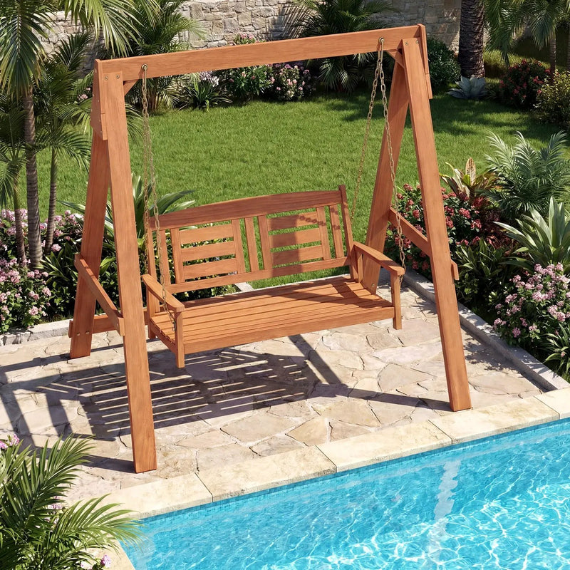 2-Seater Porch Swing with Stand and Adjustable Chains by DirectDeals