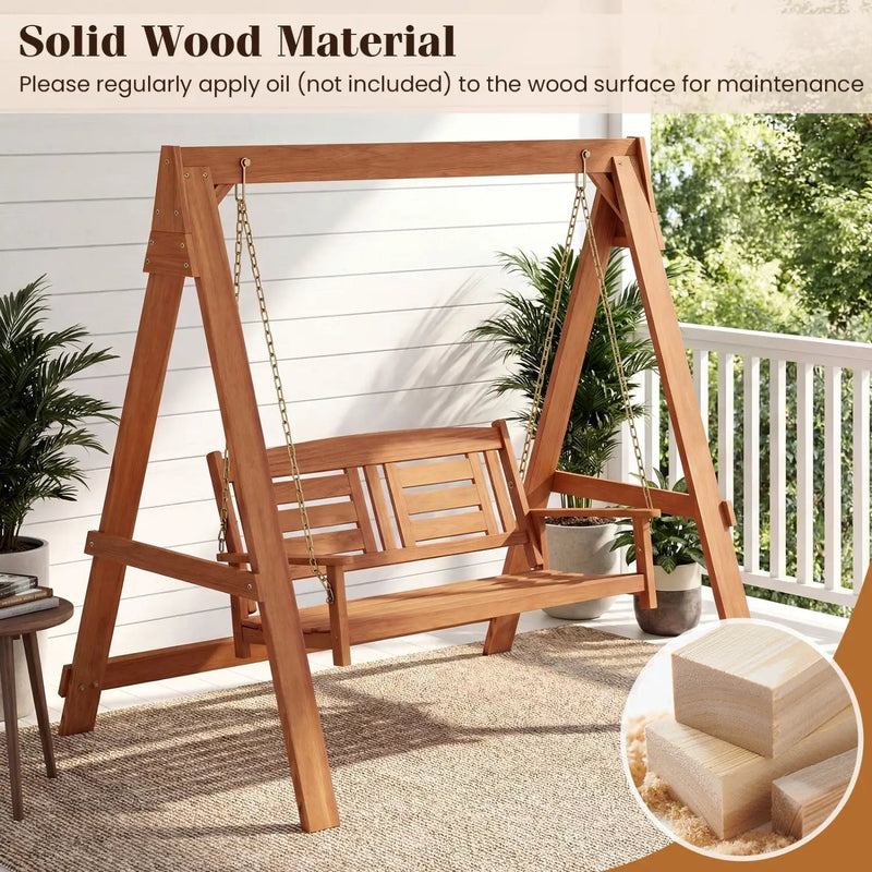 2-Seater Porch Swing with Stand and Adjustable Chains by DirectDeals