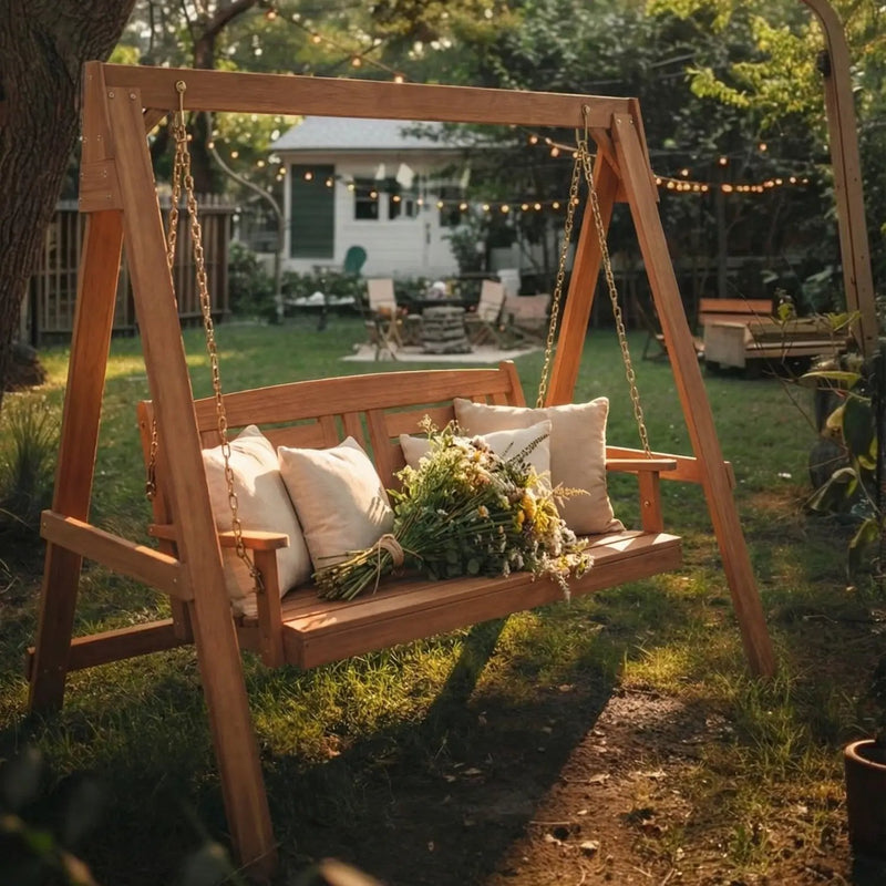 2-Seater Porch Swing with Stand and Adjustable Chains by DirectDeals