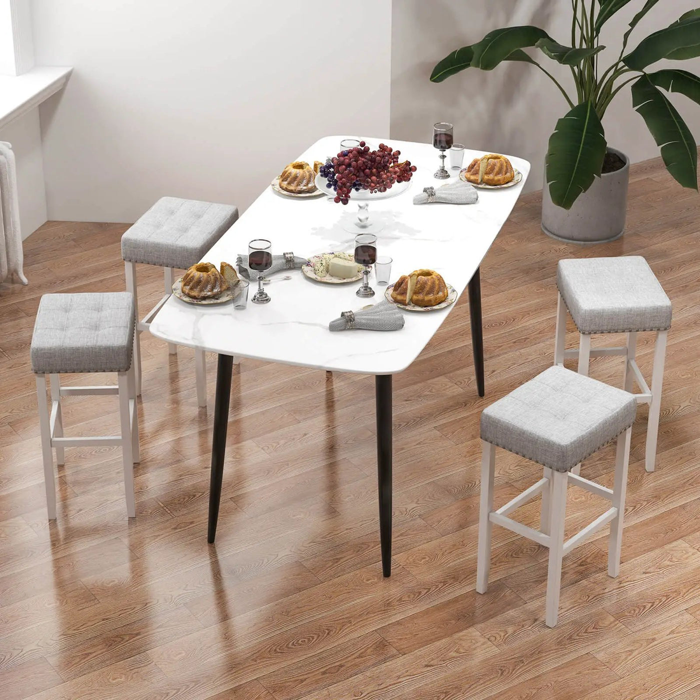 2 Pieces Counter Height Bar Stools with Sponge Padded Cushion by DirectDeals
