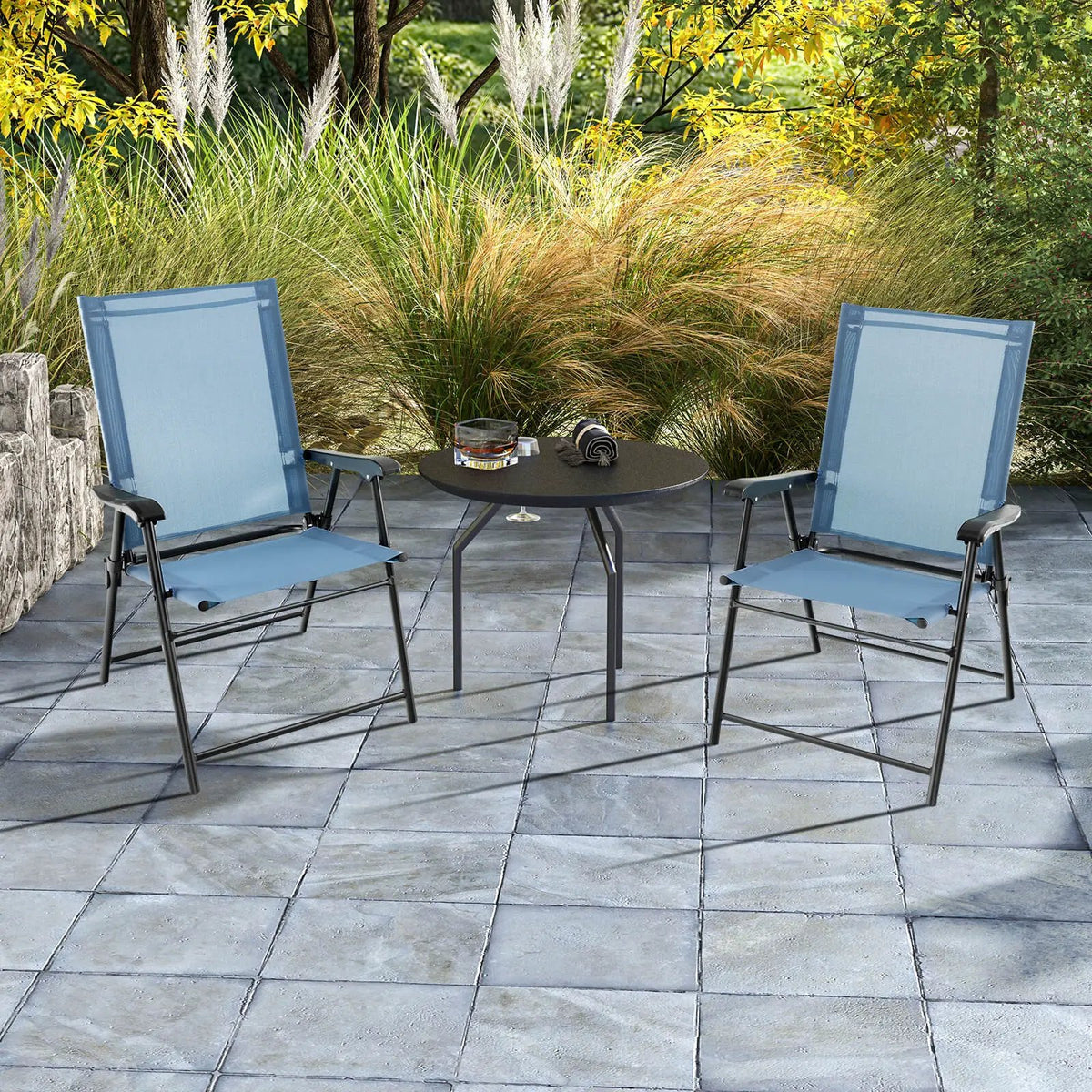 2 Set of Patio Dining Chair with Armrests and Metal Frame by DirectDeals