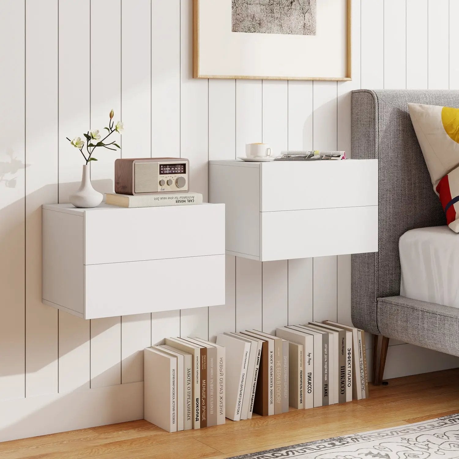 Wall Mounted Floating Nightstand with 2 Drawers by DirectDeals