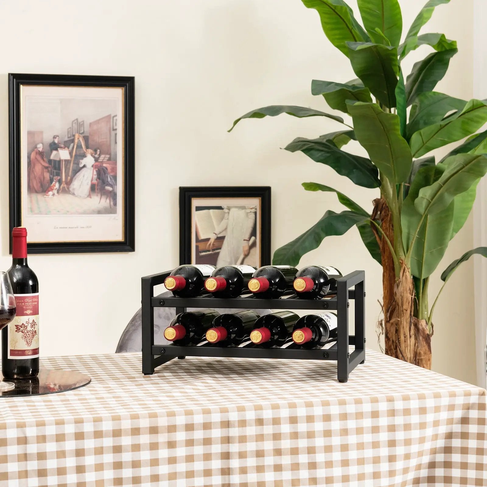 2-Tier 8-Bottle Display Wine Rackwith Adjustable Foot Pads by DirectDeals