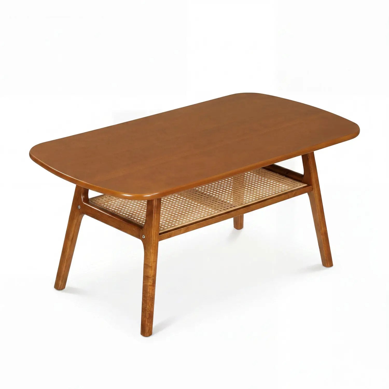 2-Tier Rattan Coffee Table with Rounded Corners by DirectDeals