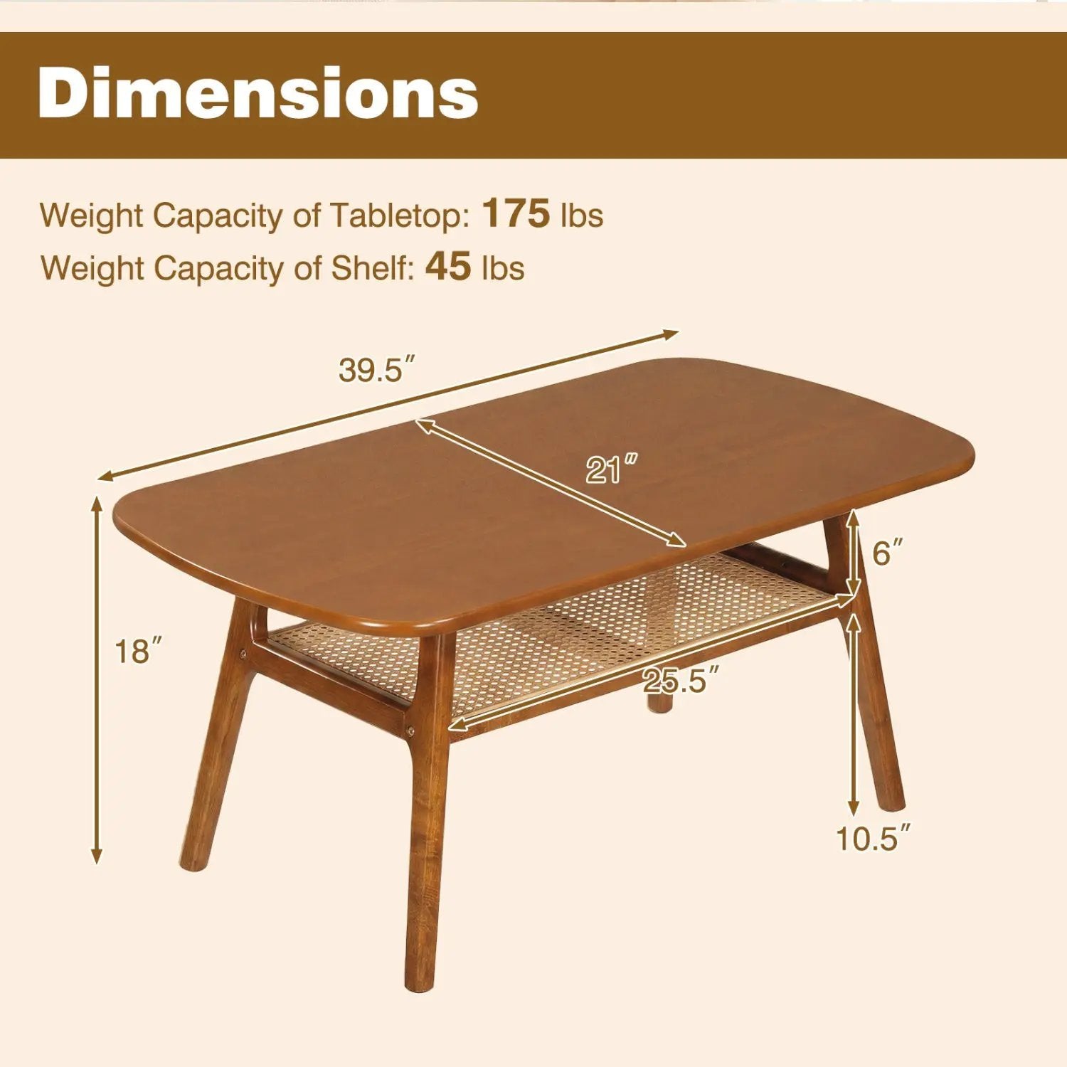 2-Tier Rattan Coffee Table with Rounded Corners by DirectDeals
