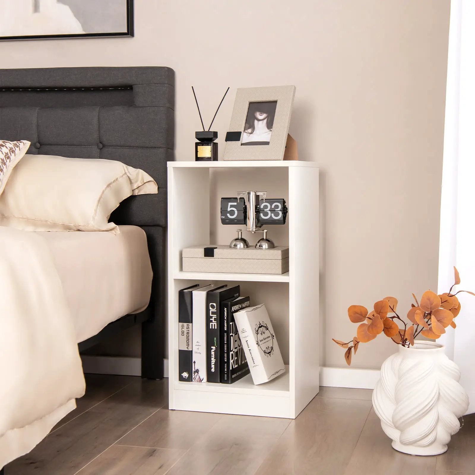 2 Pieces 2-tier Bookcase Set with Anti-toppling Device by DirectDeals