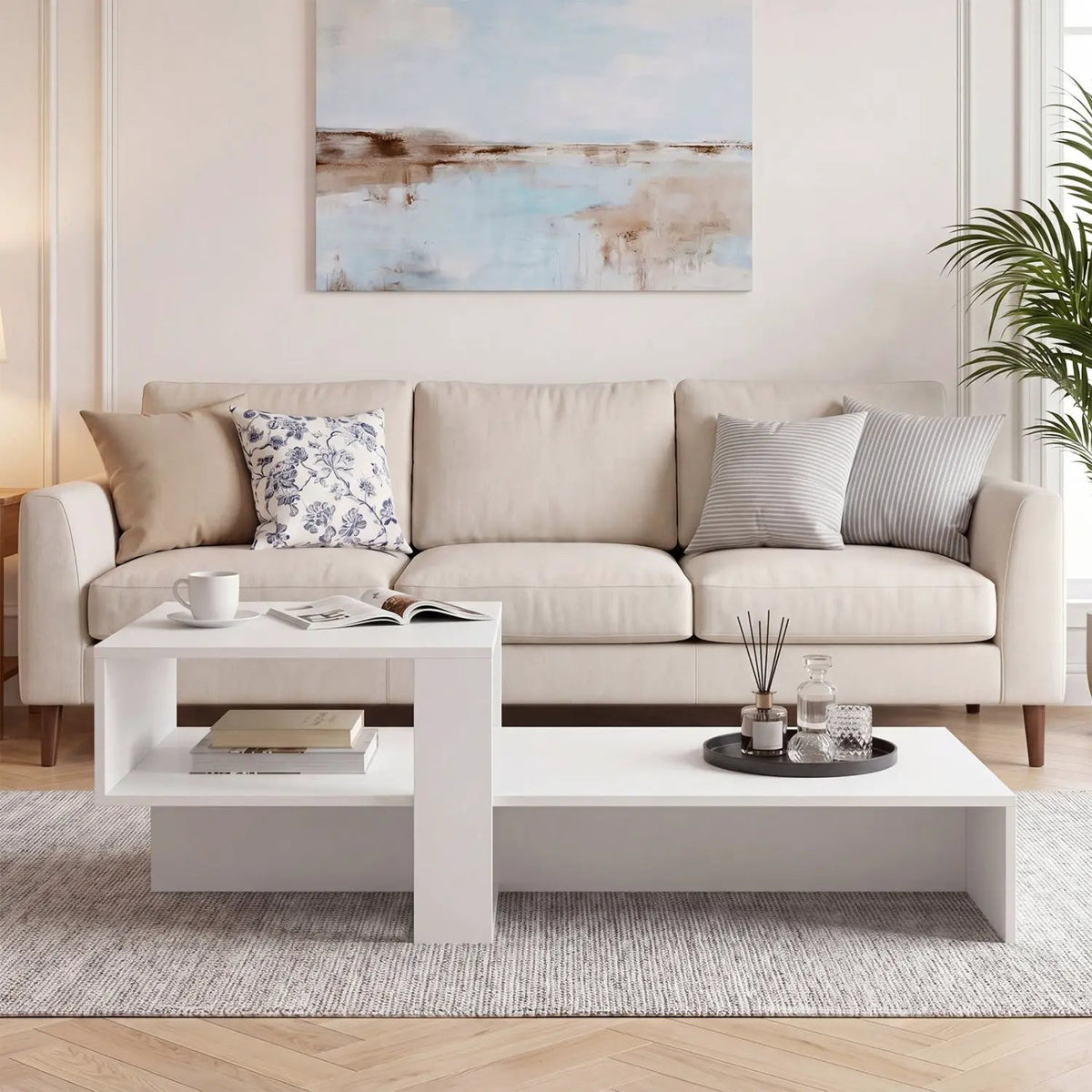 2-Tier Coffee Table with Open Storage Shelf by DirectDeals