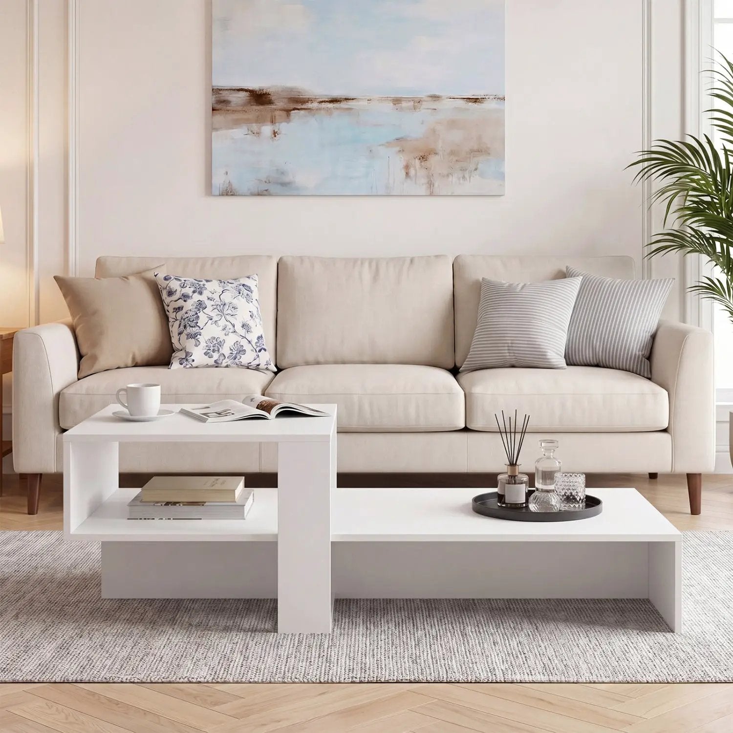 2-Tier Coffee Table with Open Storage Shelf by DirectDeals