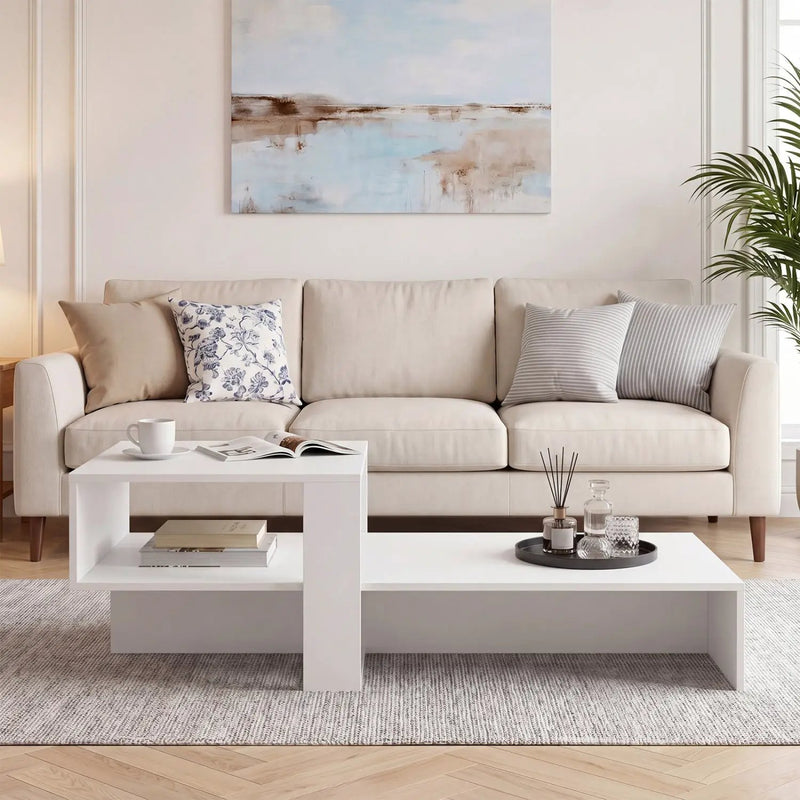 2-Tier Coffee Table with Open Storage Shelf by DirectDeals