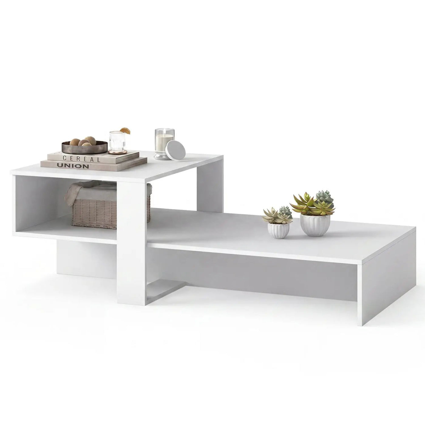 2-Tier Coffee Table with Open Storage Shelf by DirectDeals