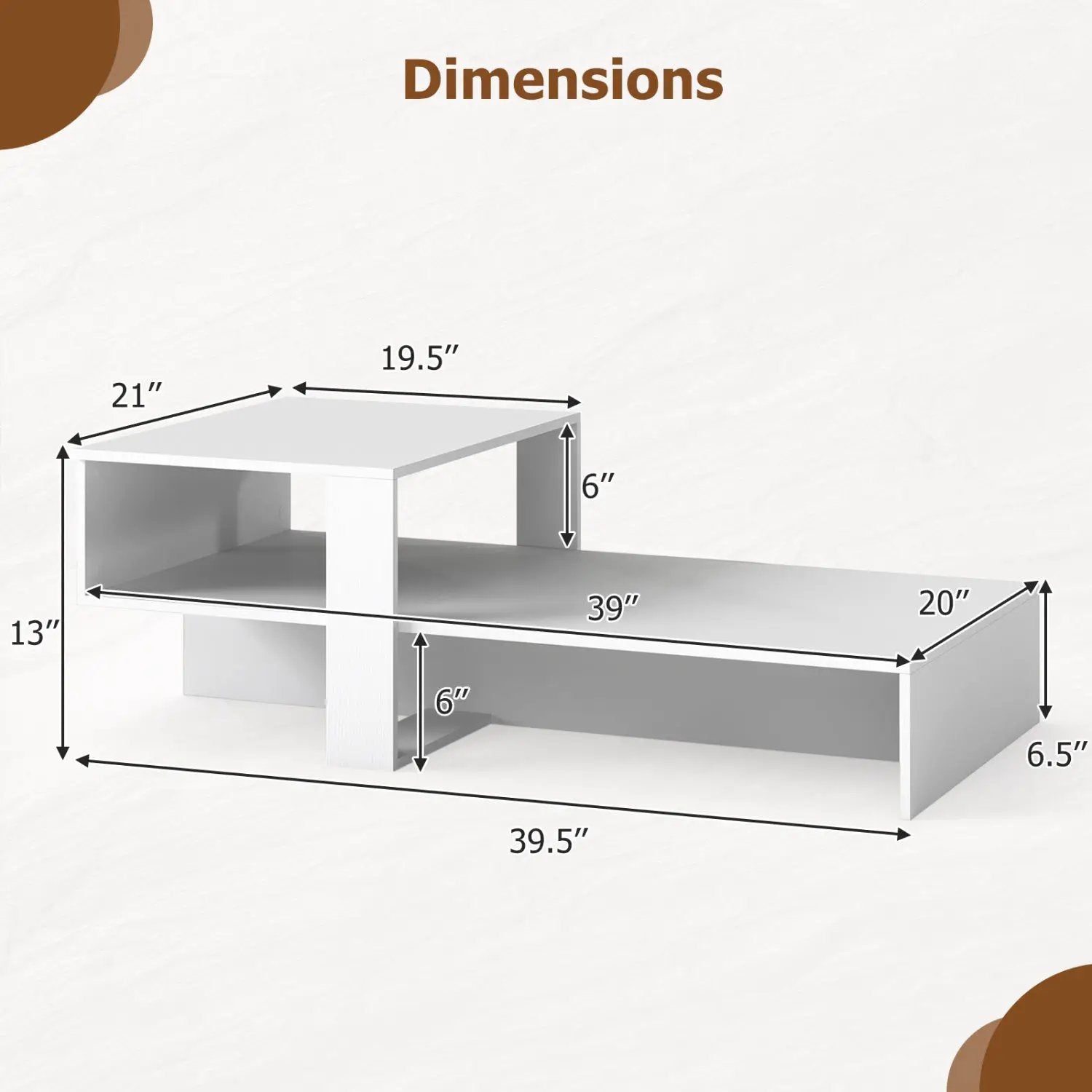 2-Tier Coffee Table with Open Storage Shelf by DirectDeals