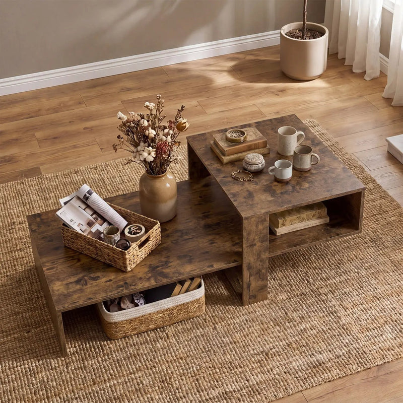 2-Tier Coffee Table with Open Storage Shelf by DirectDeals