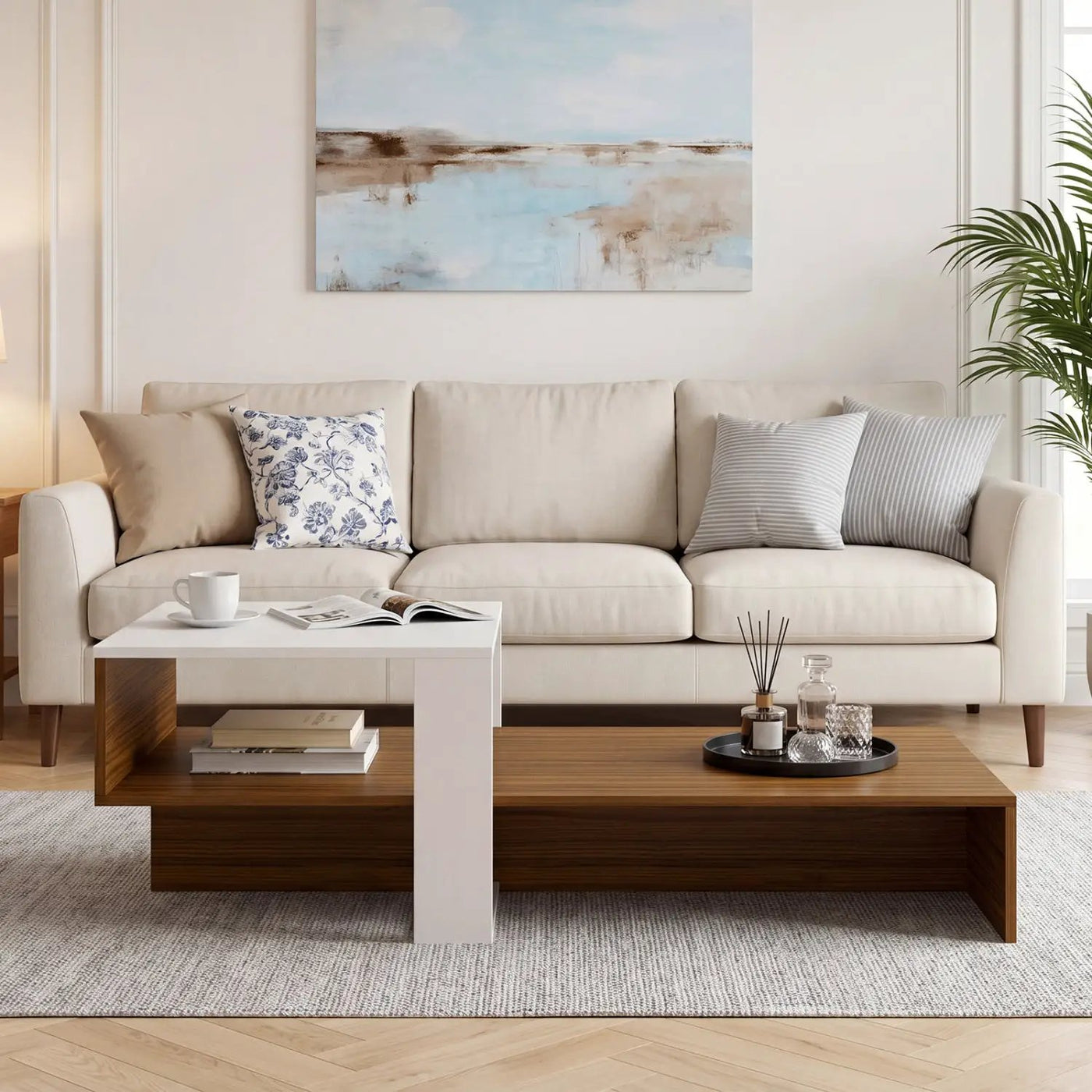 2-Tier Coffee Table with Open Storage Shelf by DirectDeals