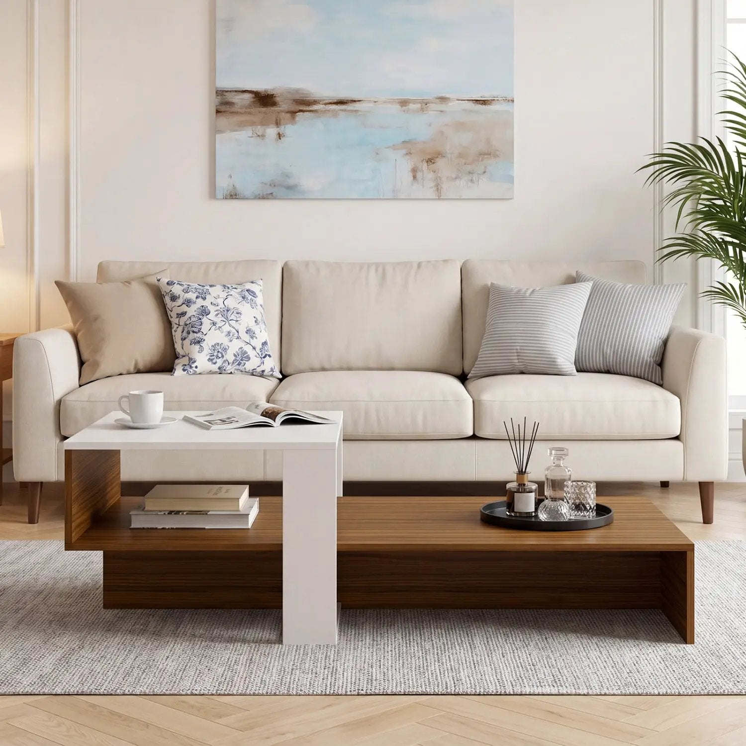 2-Tier Coffee Table with Open Storage Shelf by DirectDeals