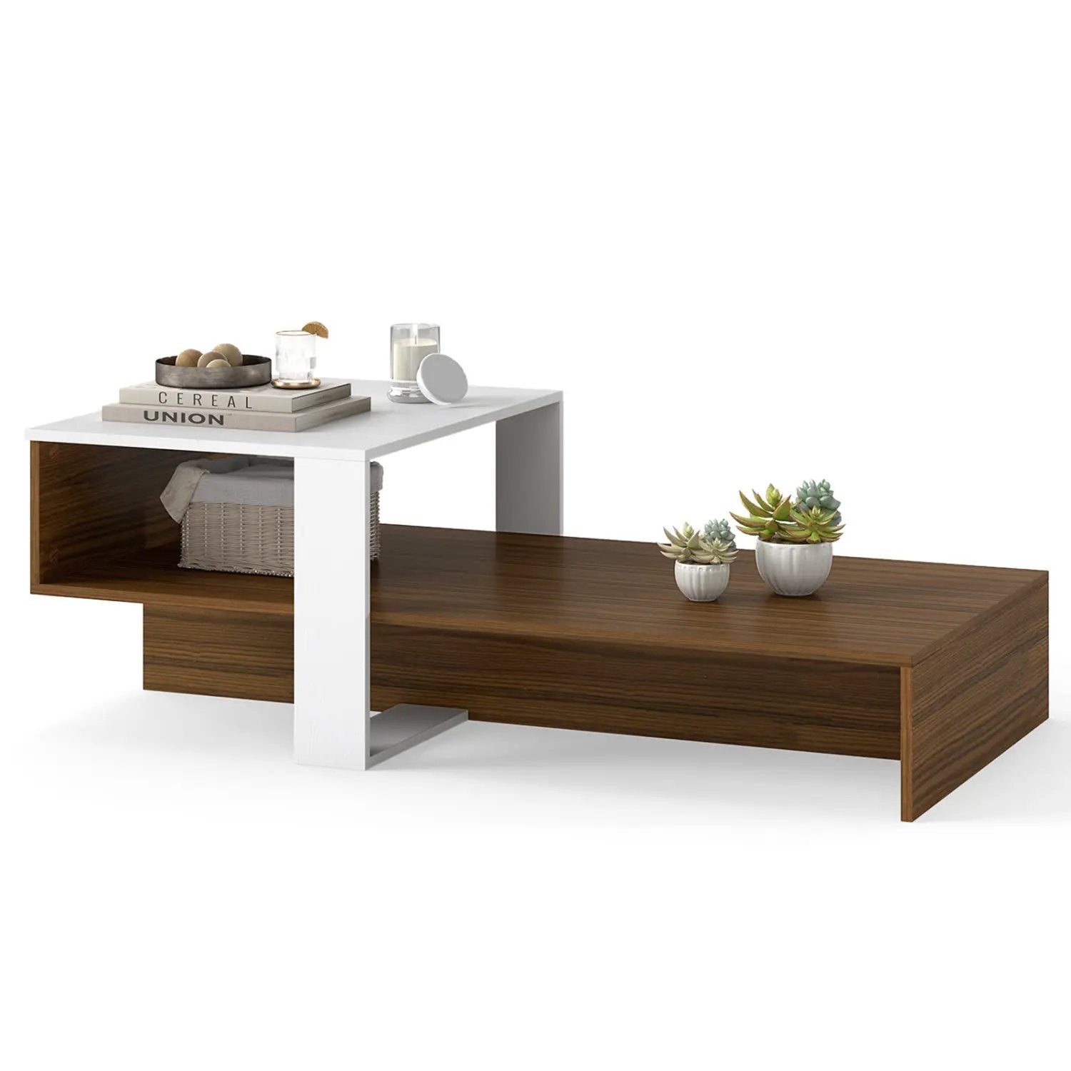 2-Tier Coffee Table with Open Storage Shelf by DirectDeals