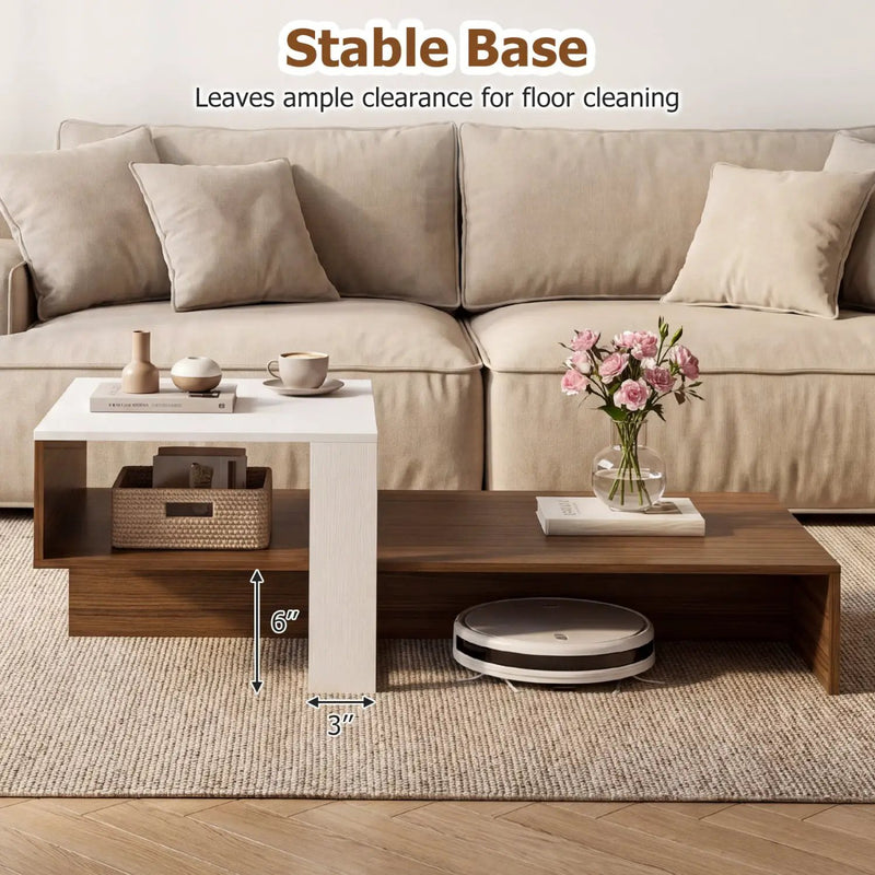 2-Tier Coffee Table with Open Storage Shelf by DirectDeals