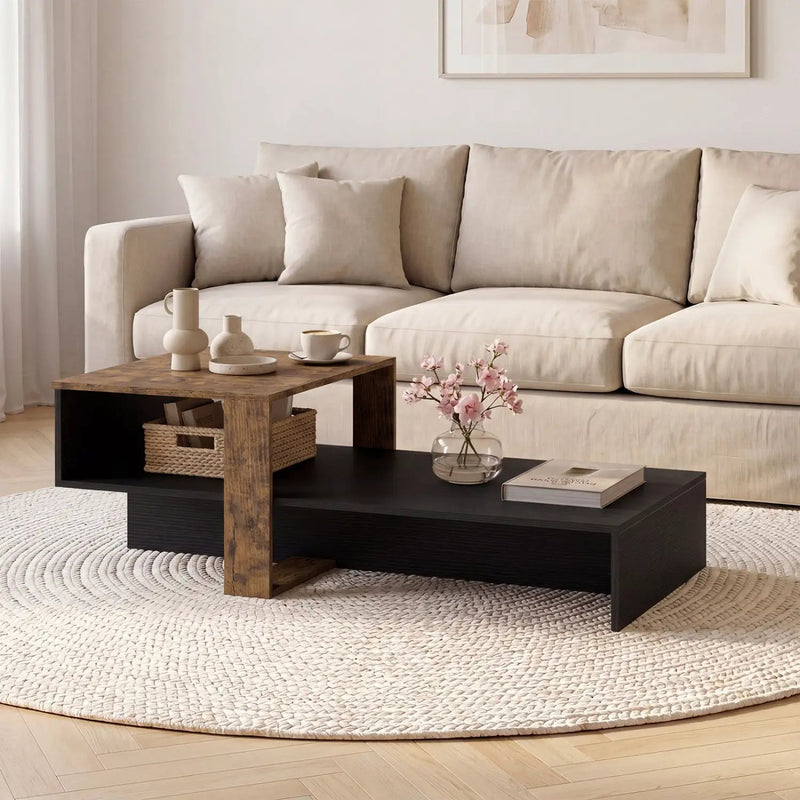 2-Tier Coffee Table with Open Storage Shelf by DirectDeals