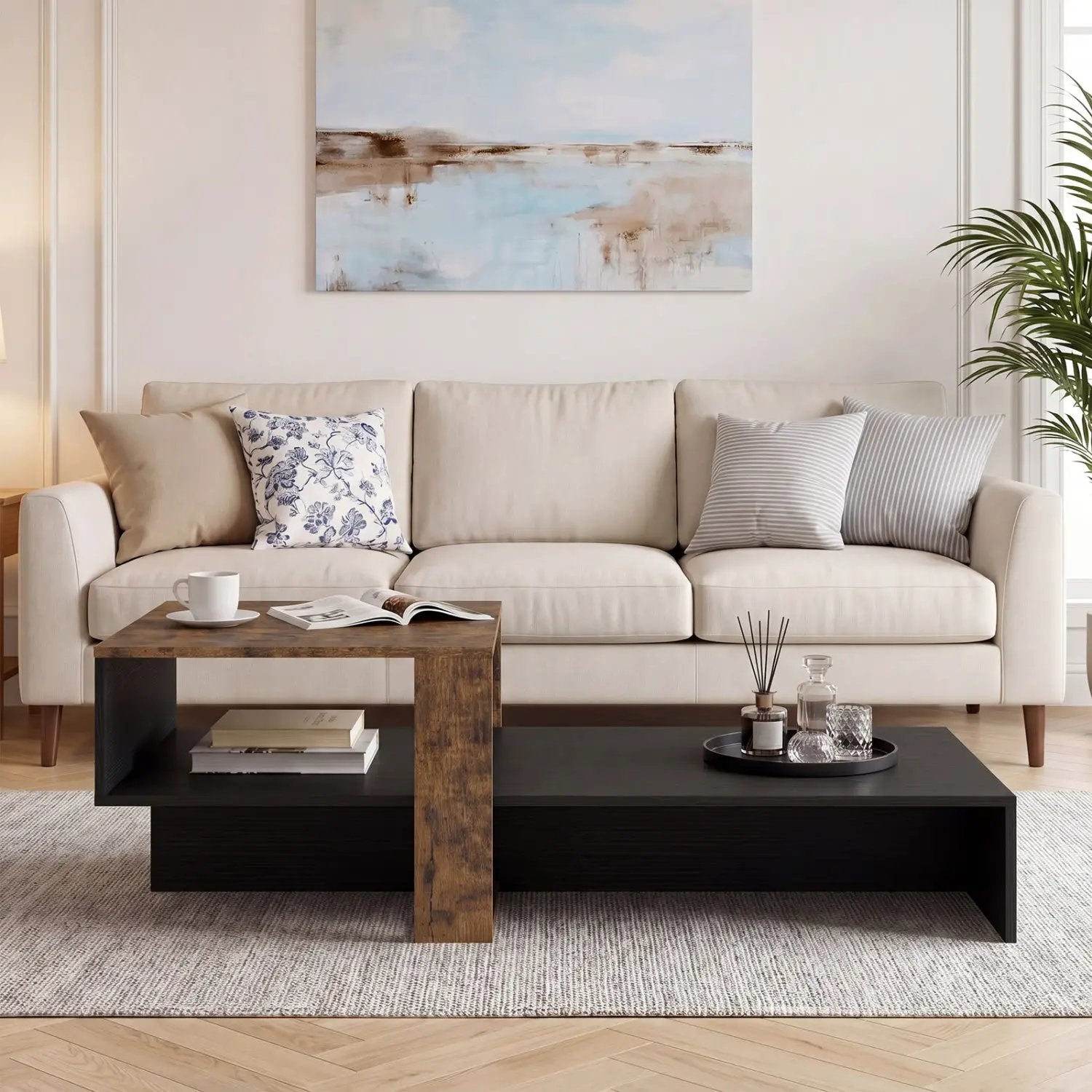 2-Tier Coffee Table with Open Storage Shelf by DirectDeals