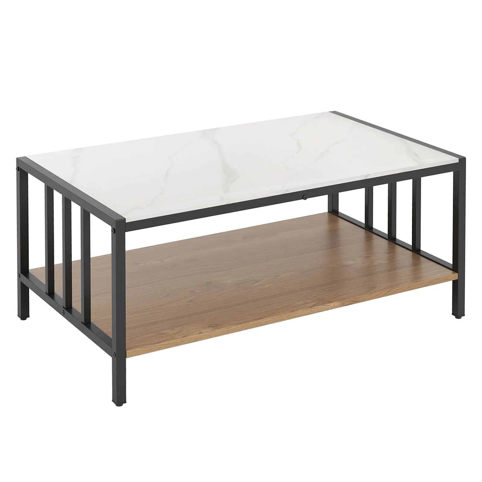 2 Tier Coffee Table with Sintered Stone Tabletop-White by DirectDeals