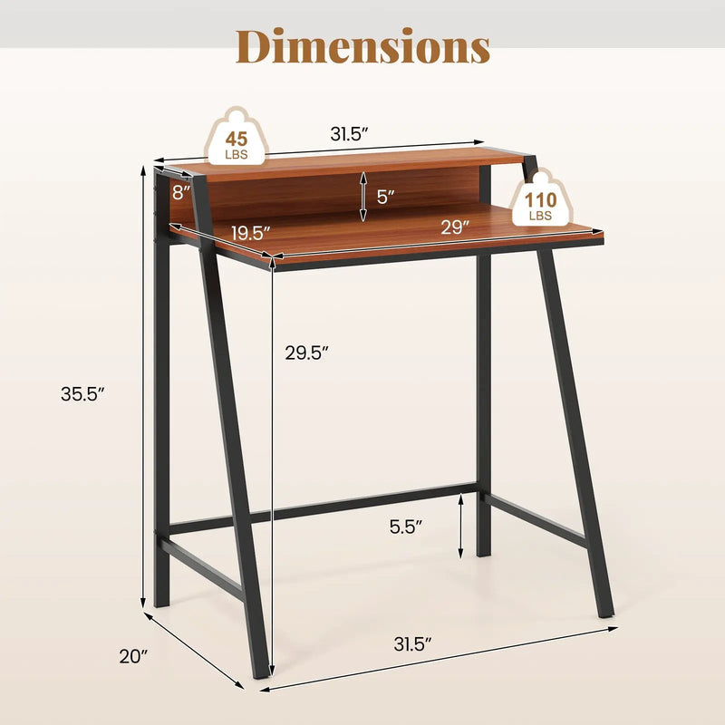 2 Tier Computer Desk PC Laptop Table Study Writing Home Office Workstation New by DirectDeals