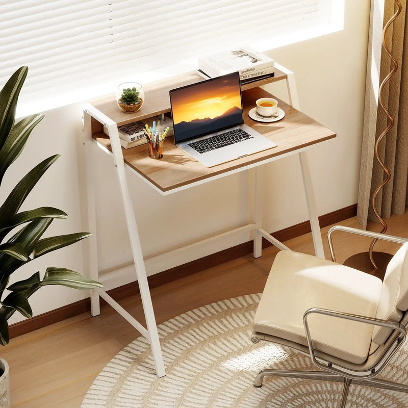 2 Tier Computer Desk PC Laptop Table Study Writing Home Office Workstation New by DirectDeals